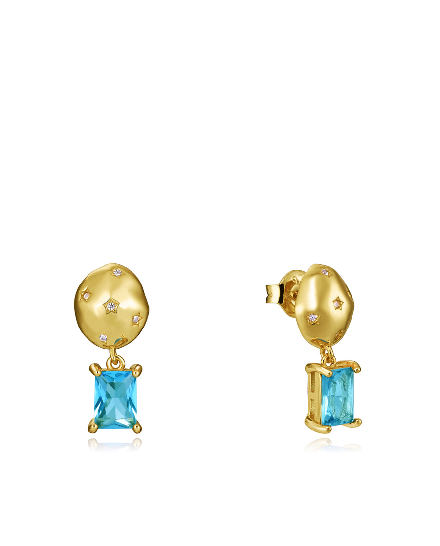 Sterling Silver Earrings With Gold Plating, Blue