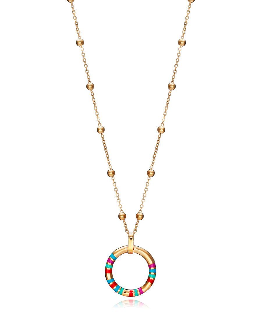 Collier Acier Doré Esm Multicolore Sra Fn
