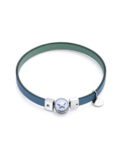 Bracelet In Light Denim Blue And Green Vegan Stra