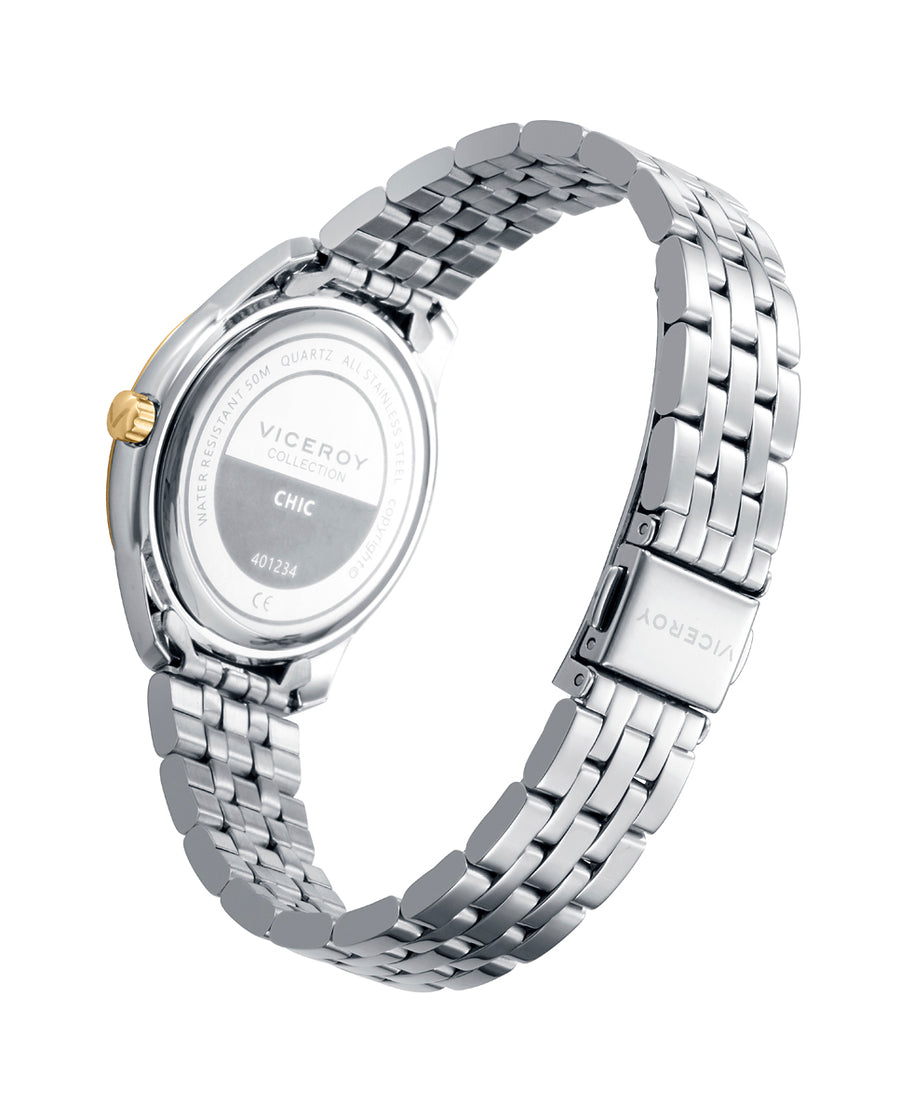 Reloj Acero Ip Dorado Brazalete Sra Va
