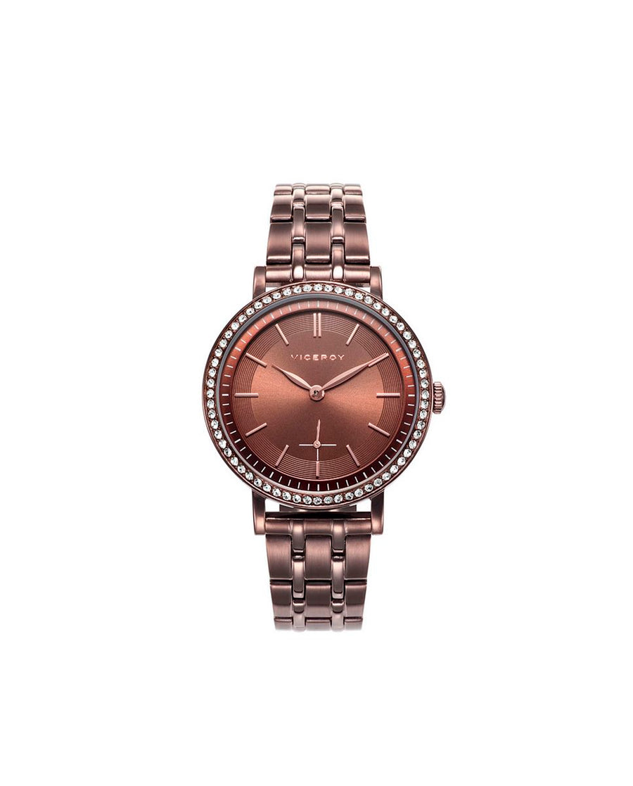 Reloj Acero Ip Marrón Brazalete Sra Chic Va