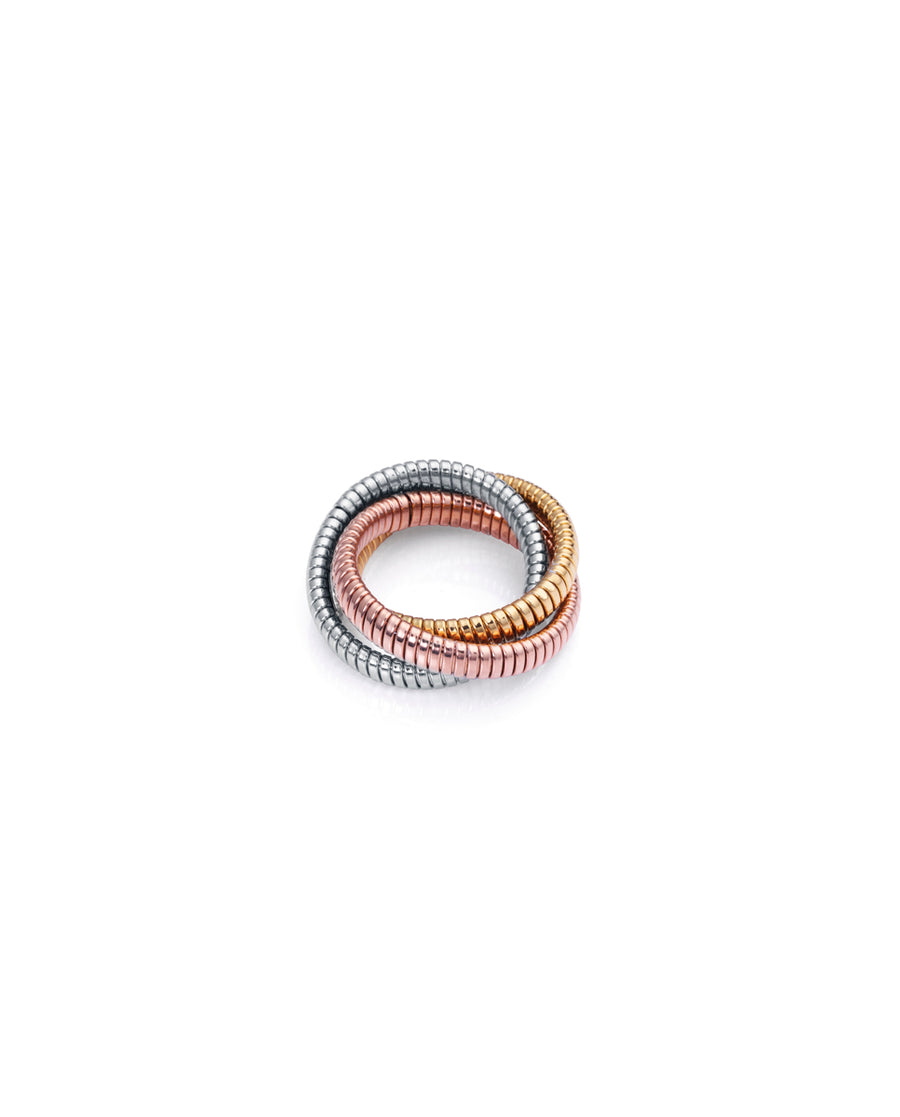 Steel 3 Rings In 3 Colours Ip Rose And Gold: Size