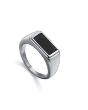 Steel Signet Ring With Black Agate: Size 20 Man F