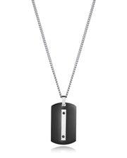 Collar Acero E Ip Negro Placa Sr Fn