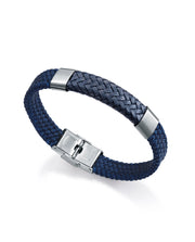 Pulsera Piel Azul Nylon Azul Y Acero Sr Fn