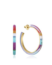 Steel Earrings Ip Gold Open Hook With Multicolour