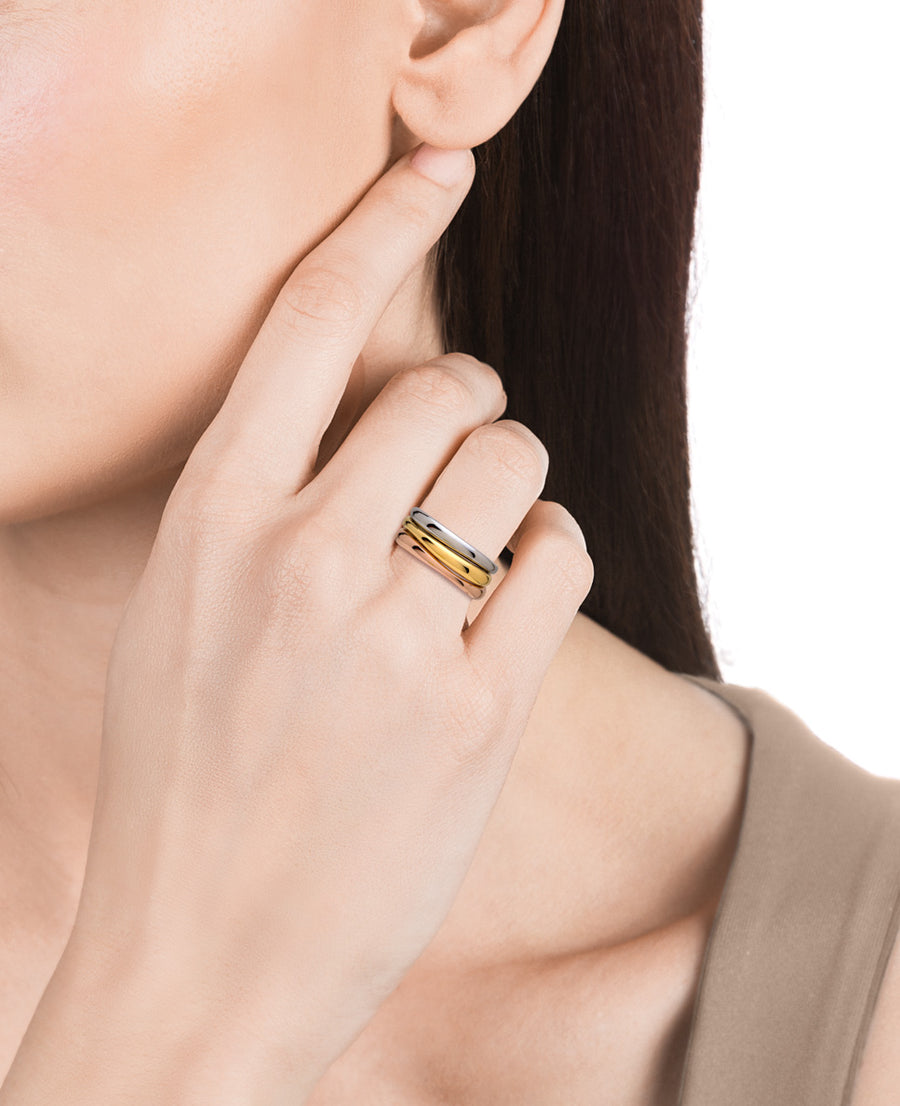 Steel 3 Tone Stackable Ring Size: 12 Lady Fash