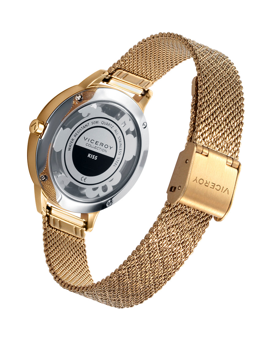 Reloj Acero Ip Dorado Brazalete Sra Va