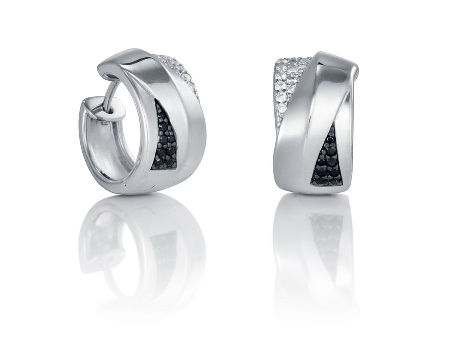 Pendientes Plata De Ley Cz Cristales Negros Jewels