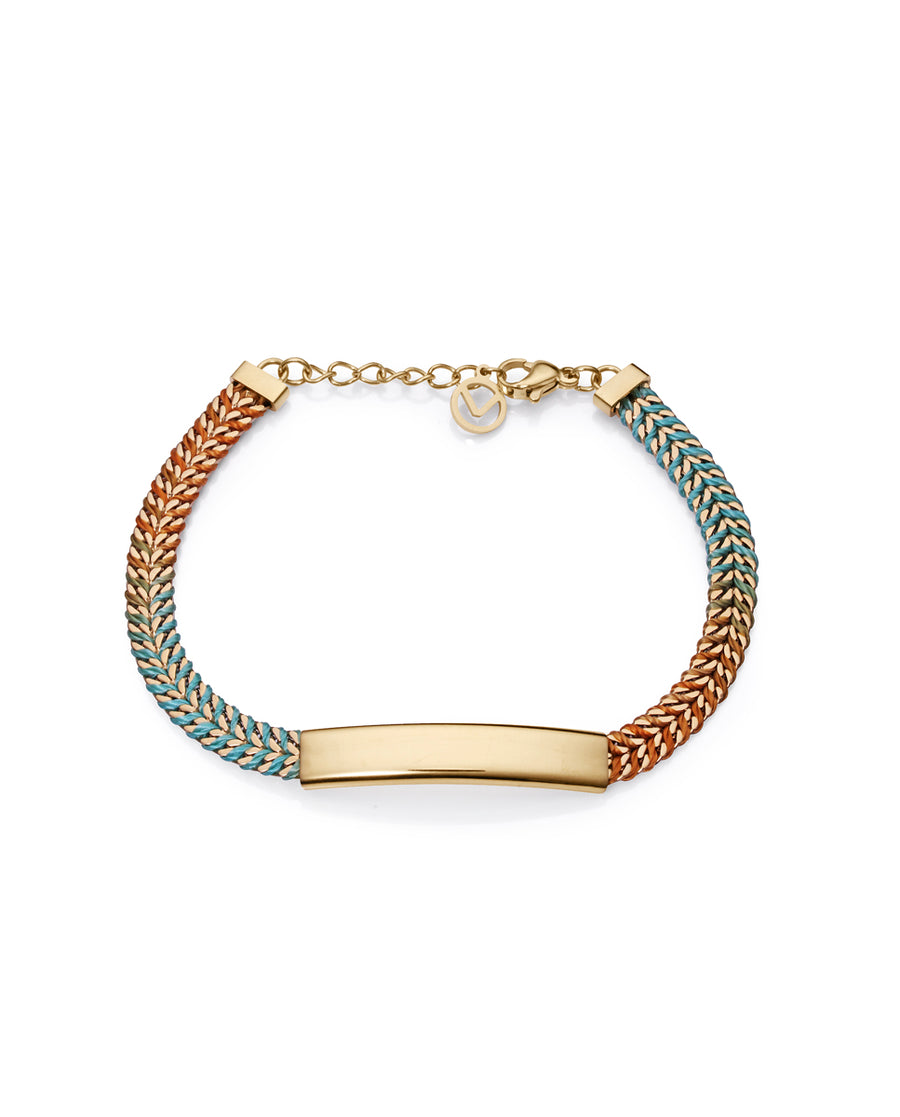 Steel Bracelet Ip Gold With Multicolour Cord And