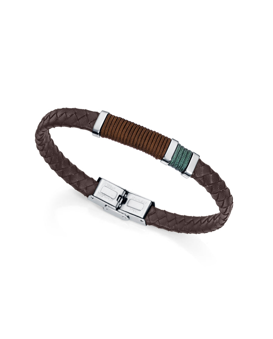 Pulsera Piel Trenzada Y Cordón Colores Sr Fn