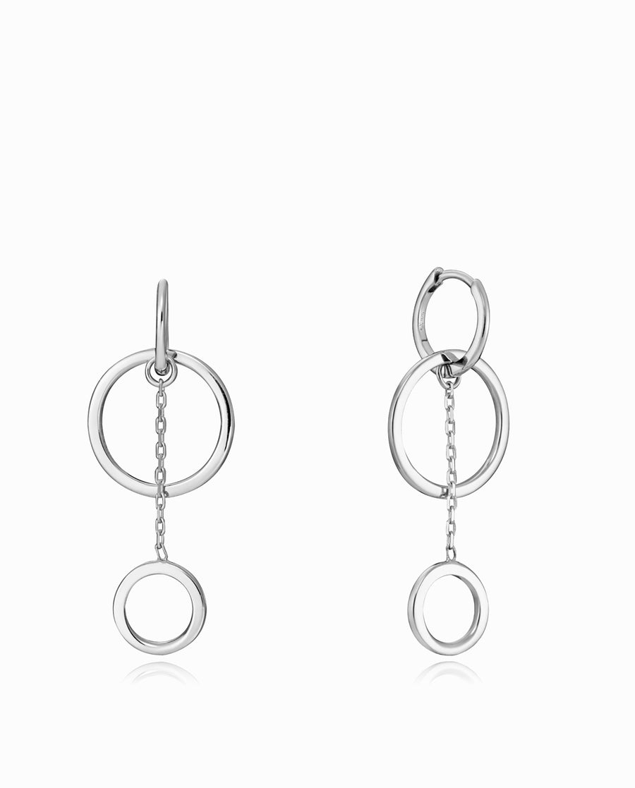 Sterling Silver Hoop Earrings With Hanging Ring A