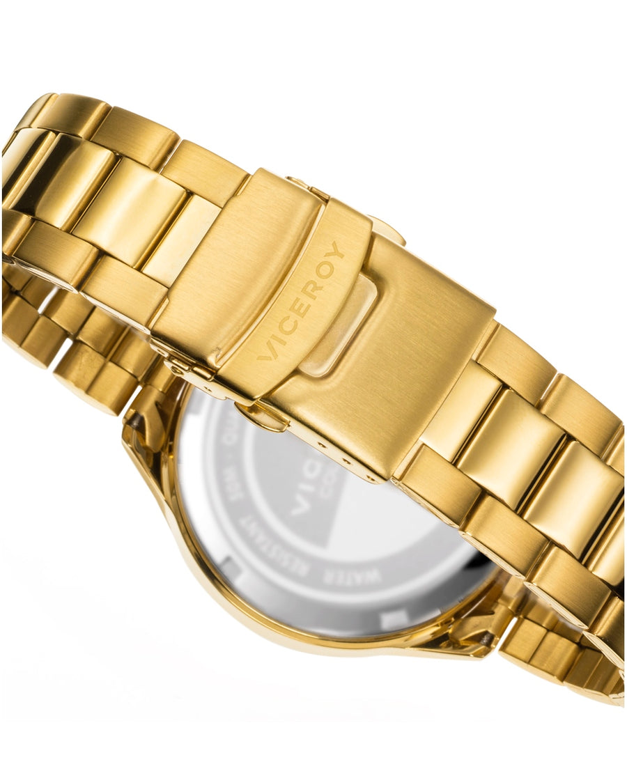 Crono Acero Ip Dorado Brazalete Sr Va