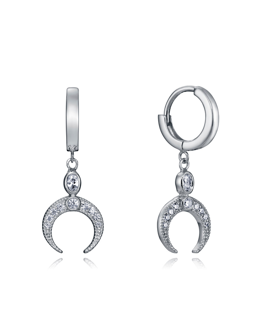 Pendientes Plata De Ley Luna  Circ Sra Jwls