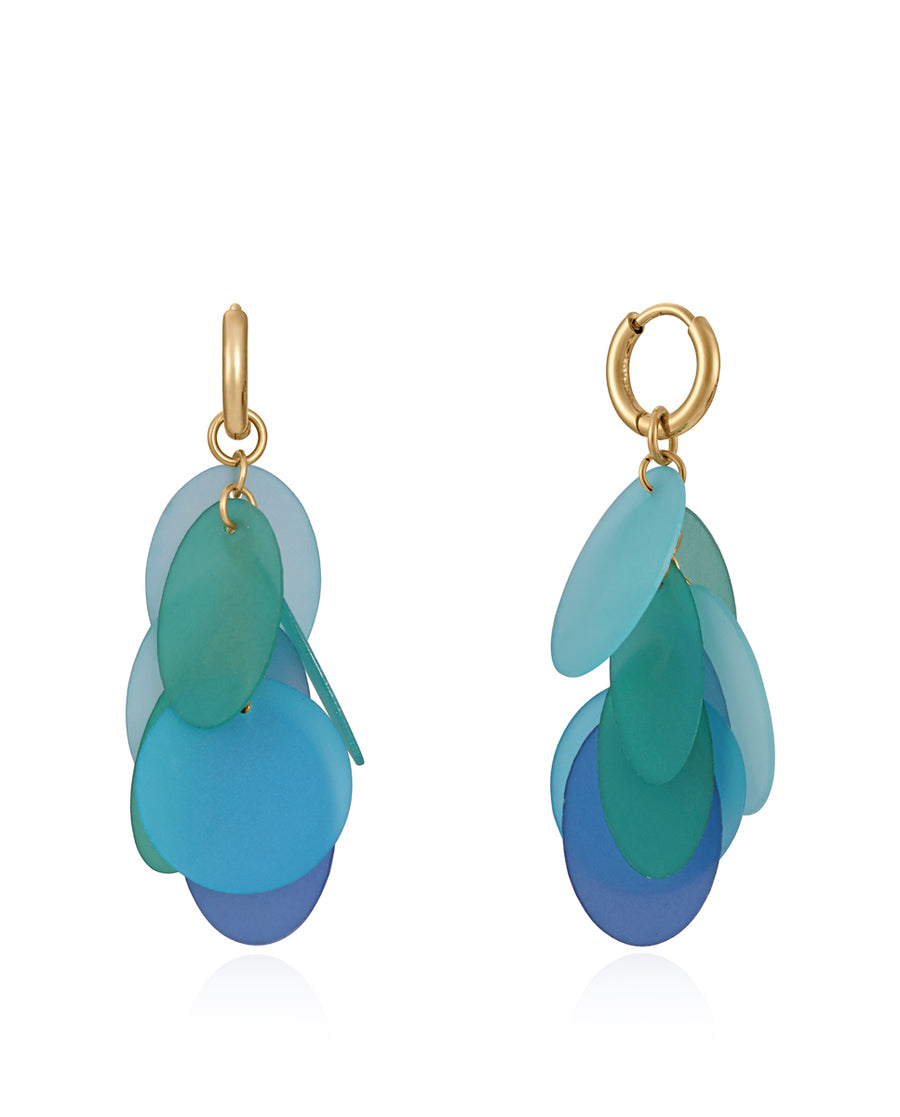 Steel Earrings Ip Gold And Coloured Resin Discs: