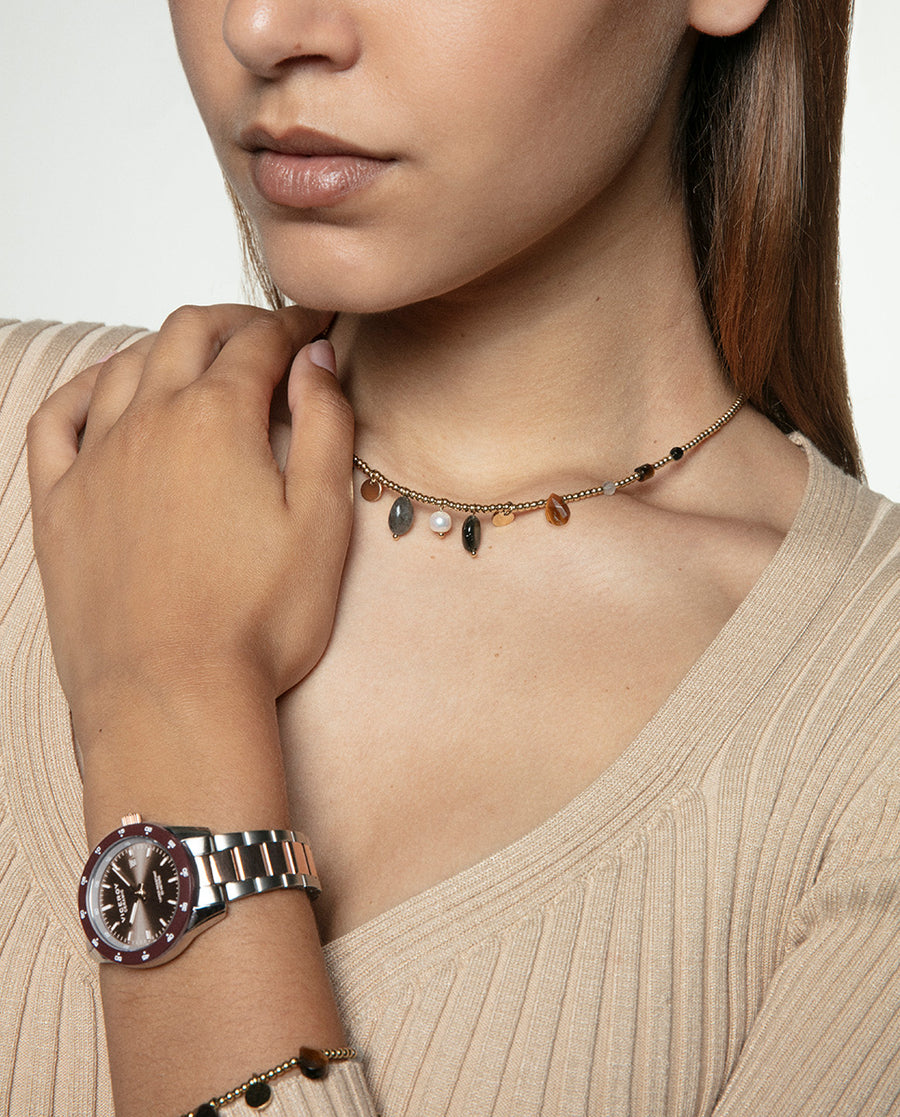Montre Acier Ip Rose et Bracelet Céramique Mrs Va