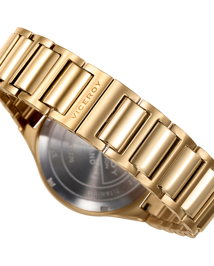 Reloj Titanio Ip Gold Brazalete Sra Va