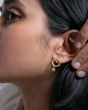 Sterling Silver Earrings With Gold Plating Ring W