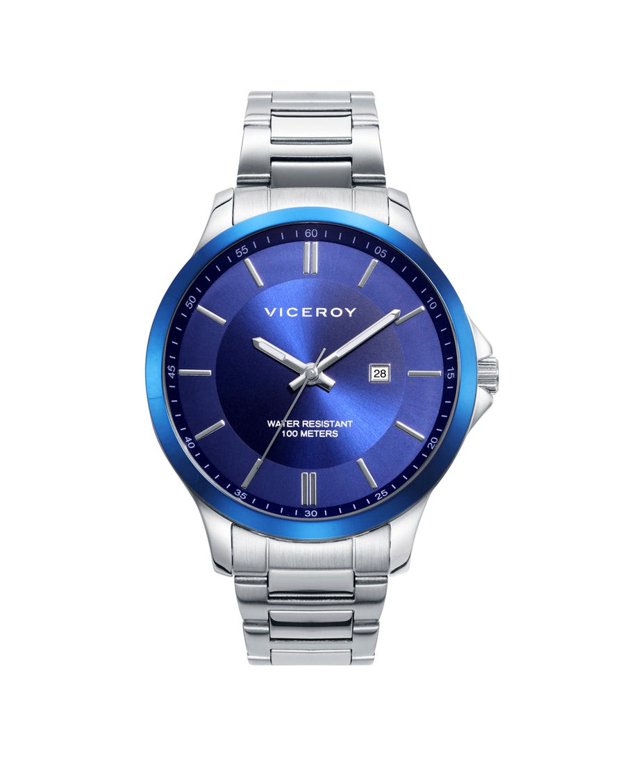 Reloj Acero Ip Azul Brazalete Sra Va