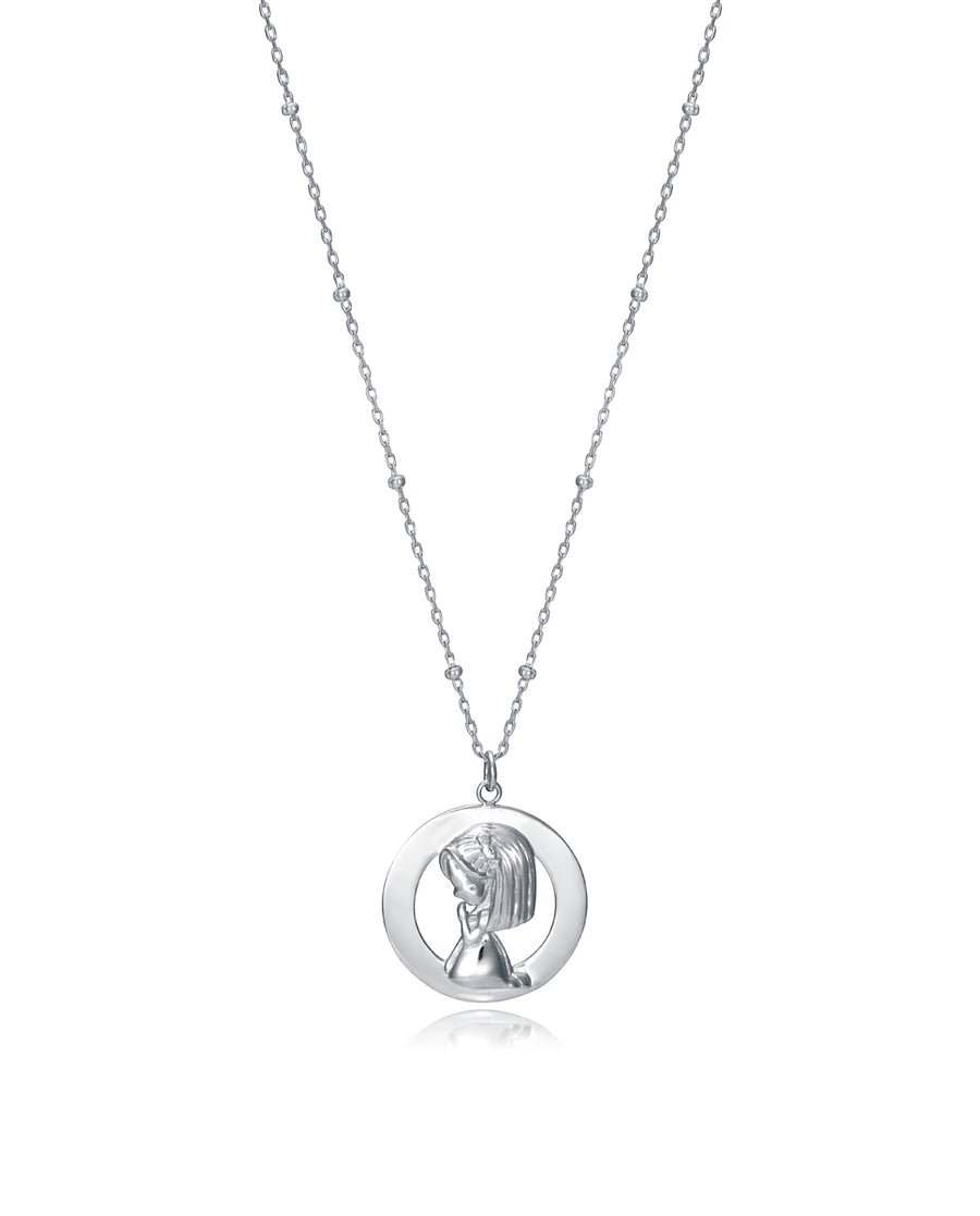 Sterling Silver Necklace With Girl Praying Lady F