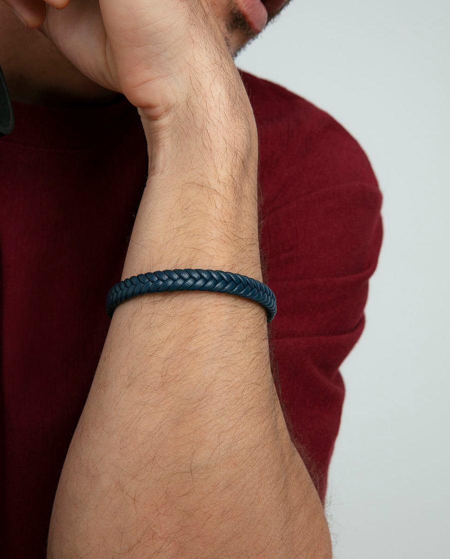Puls Acero Y Piel Azul Trenzada Sr Fashion