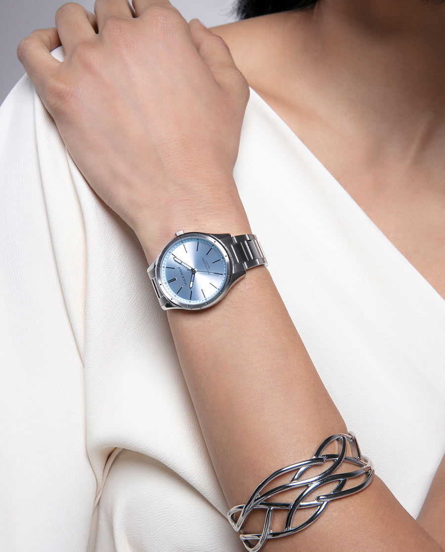 Steel Bangle Bracelet Waves: Diameter 6 Cm Lady Fn
