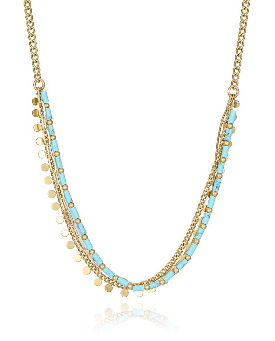 Steel Necklace Ip Gold With Stones: Length 42+3 C