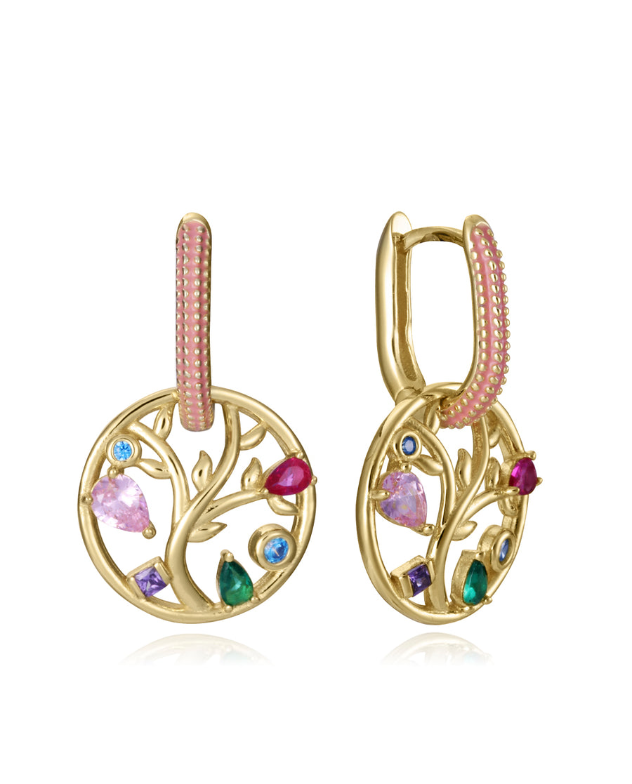 Sterling Silver Earrings With Gold Plating, Colou