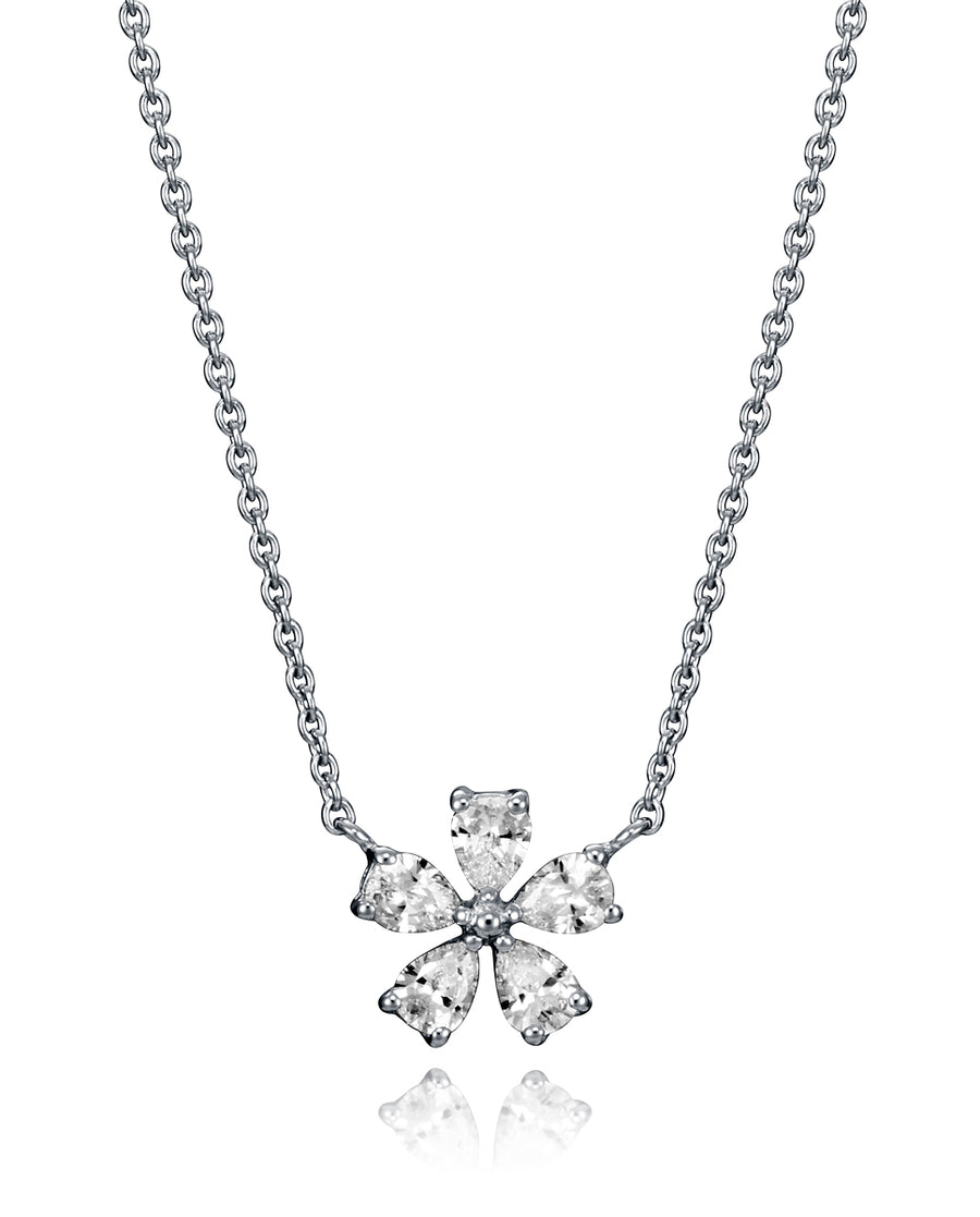 Collar Plata De Ley Flor Cristales Sra Jwls