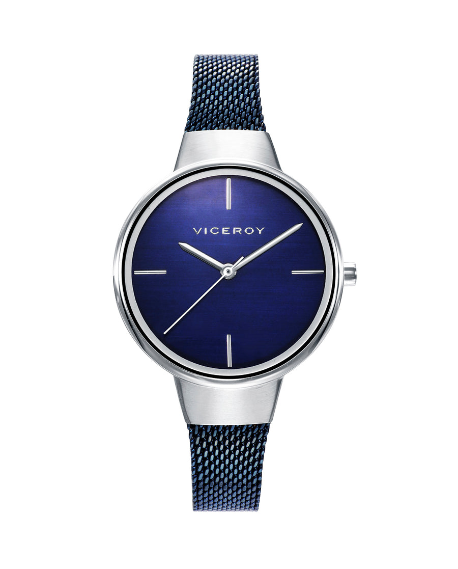 Reloj Acero Ip Azul Brazalete Sra Va