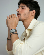 Reloj Acero Ip Negro Brazalete Sr Va