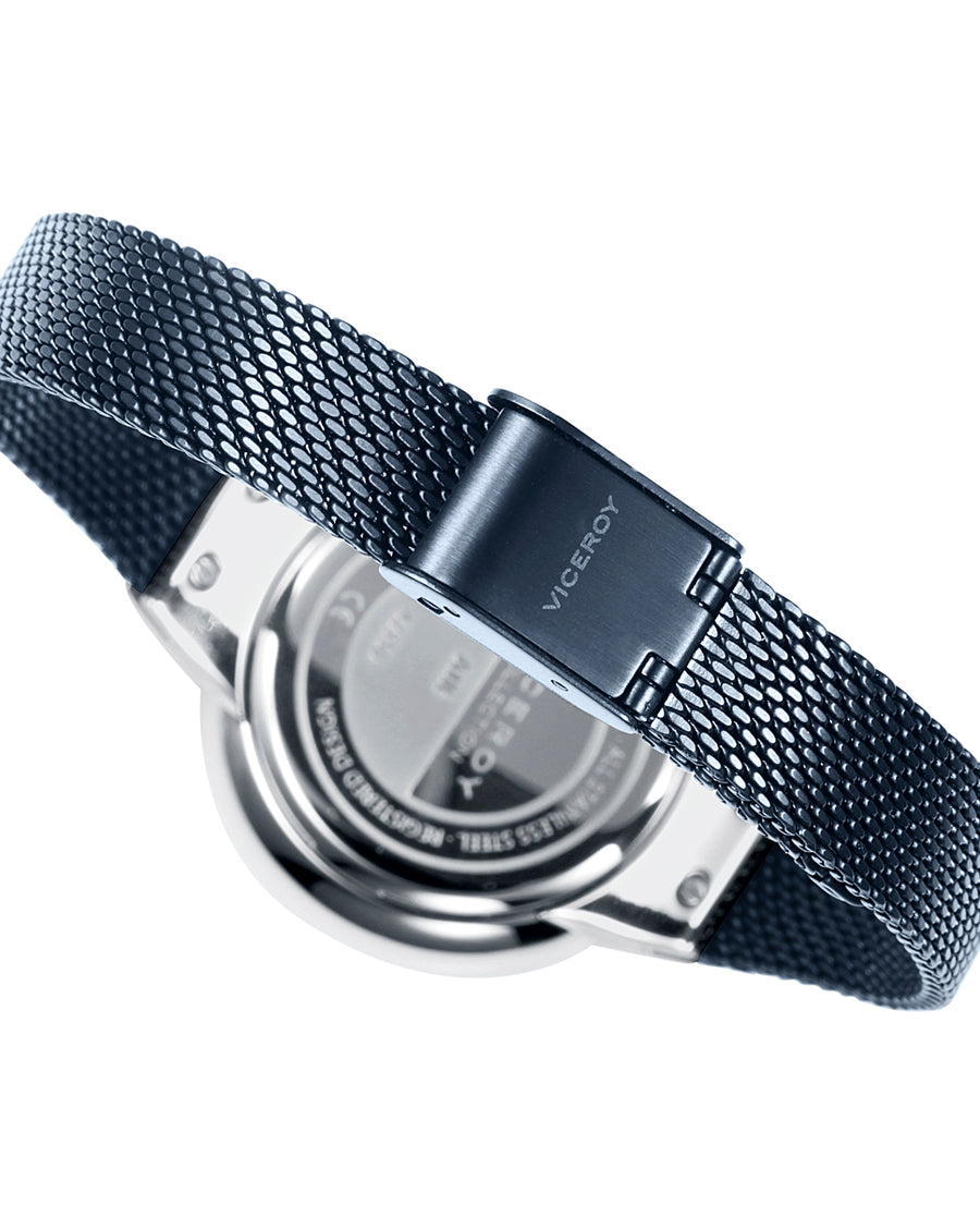 Reloj Acero Ip Azul Brazalete Sra Va