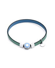 Bracelet In Light Denim Blue And Green Vegan Stra