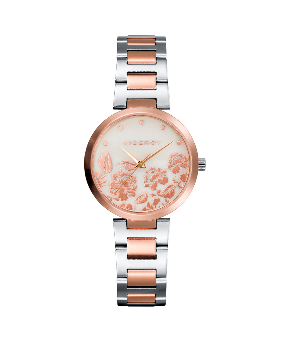 Reloj Acero Ip Rosa Brazalete Sra Va