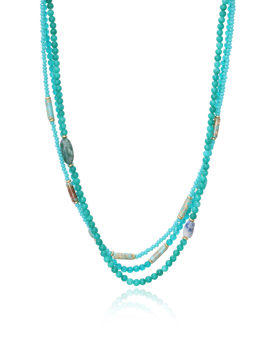 Collar Acero Ip Dorado Piedras Sra Fn