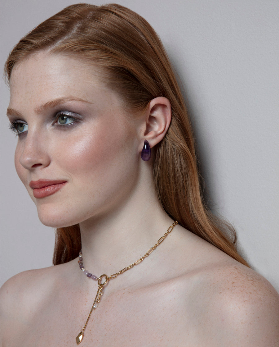 Steel Necklace With Natural Stones: Length 38,5+5