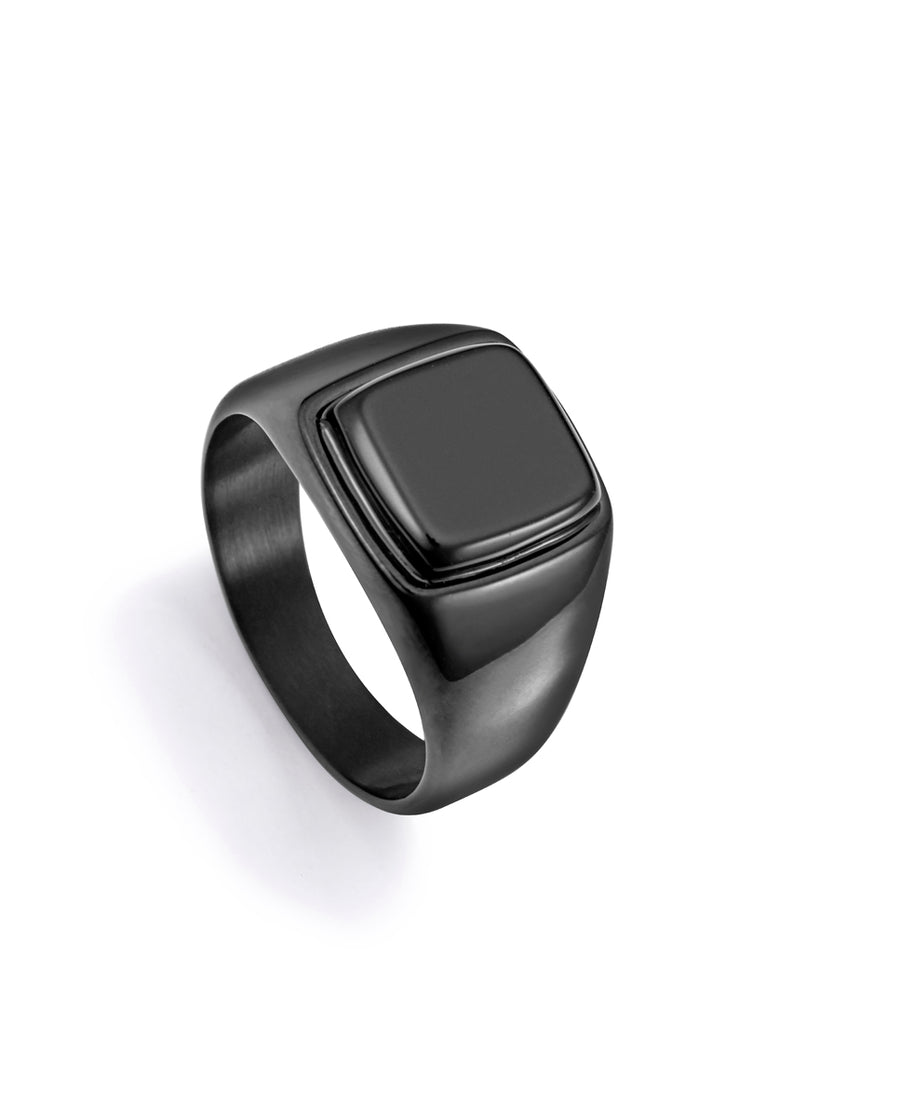 Steel Ring Ip Black With Natural Stone: Size 20 M