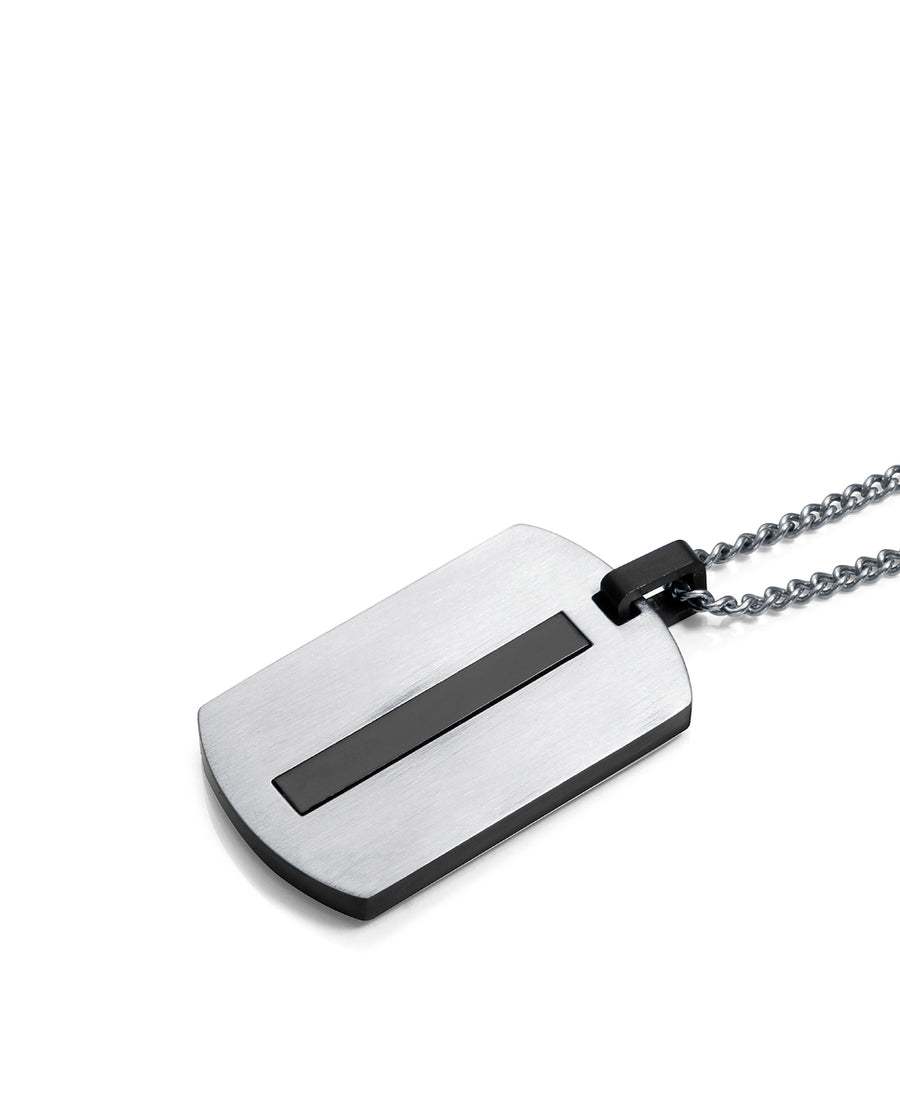 Collar Acero E Ip Negro Placa Sr Fn