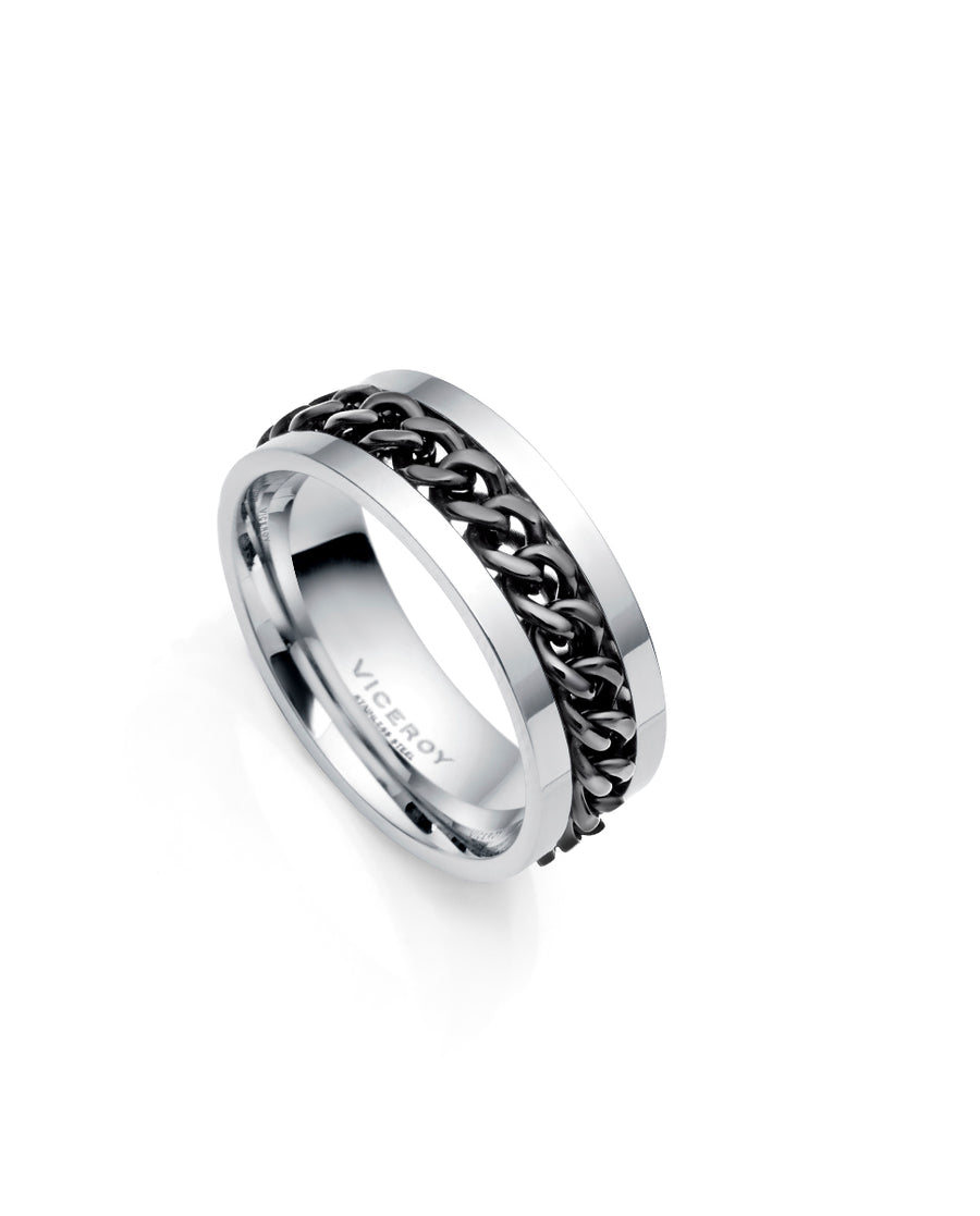 Steel Ring With Ip Black Chain : Size 20 Gent Fn