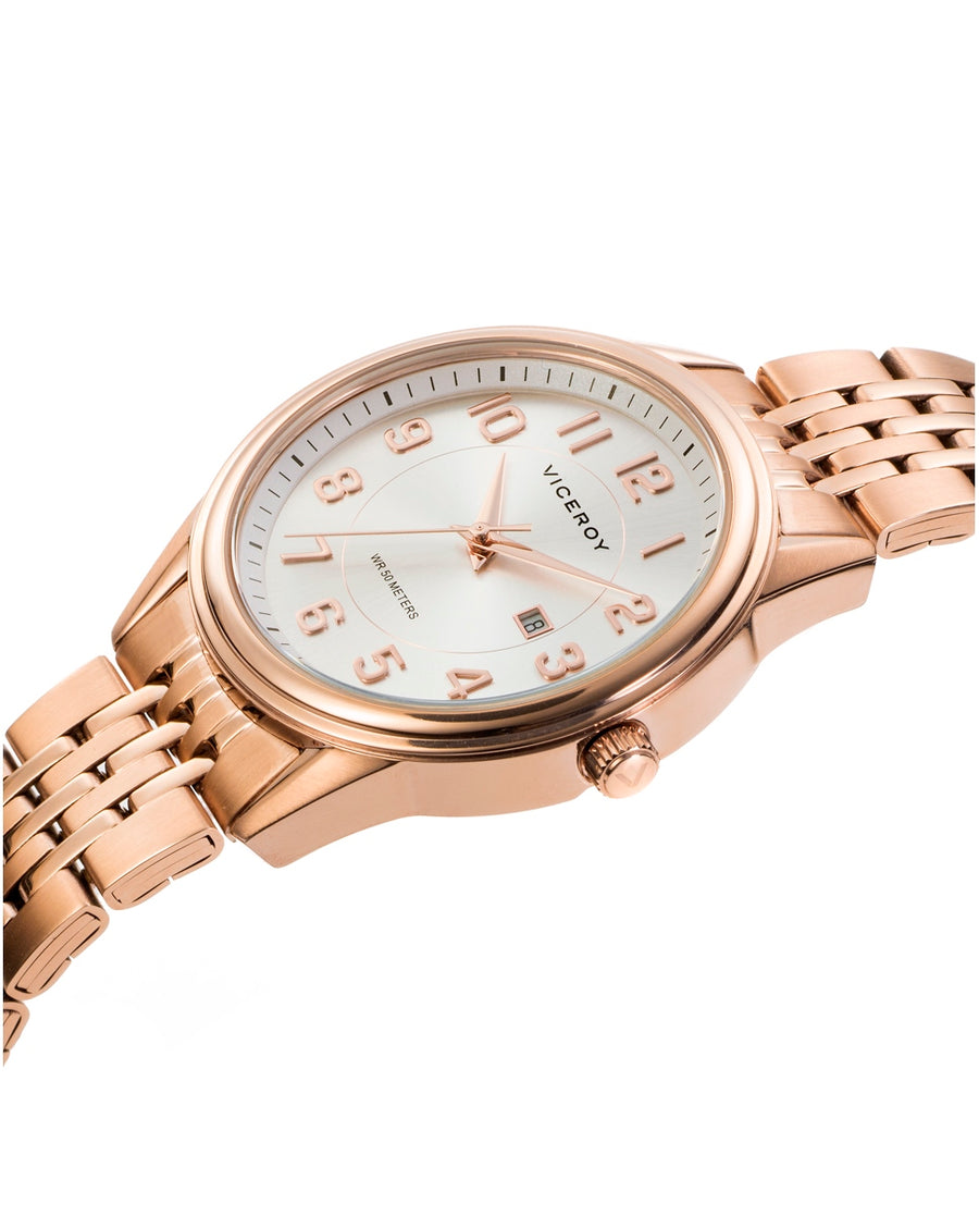 Reloj Acero Ip Rosa Brazalete Sra Va