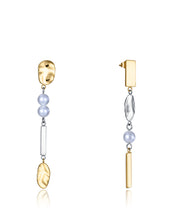 Steel Earrings And Ip Gold With Synthetic Pearl: