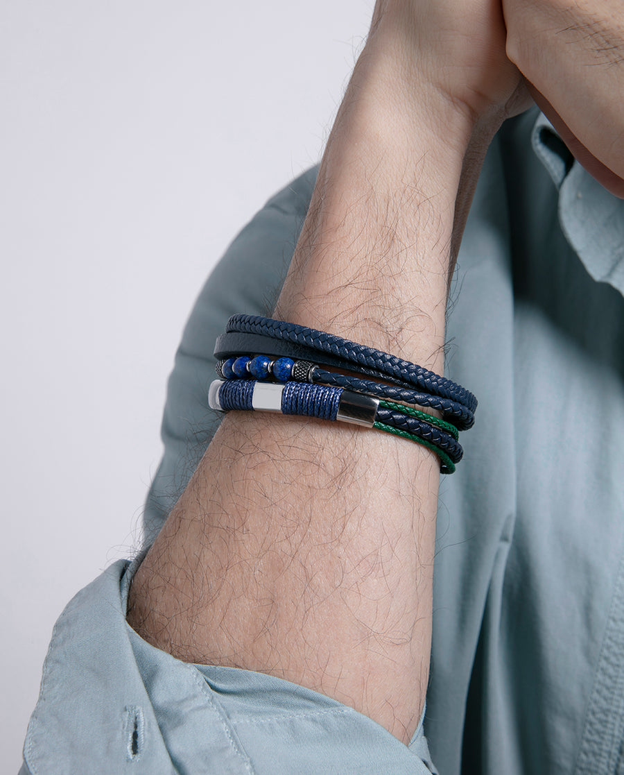 Puls Acero Y Piel Azul Y Verde Cordon Sr Fn