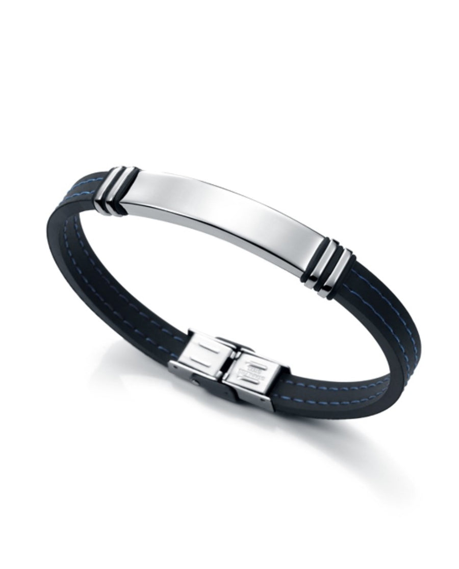 Pulsera de hombre Fashion de acero y caucho color negro