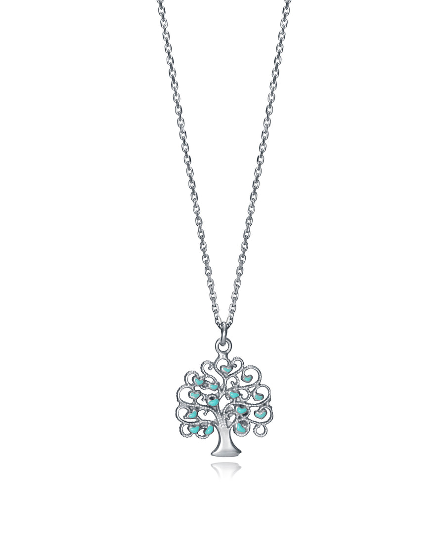Collar Plata De Ley Arbol Azul Sra Jwls