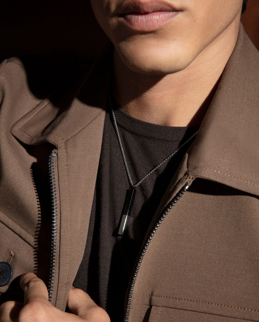 Collar Acero Ip Negro Colgante Sr Fashion