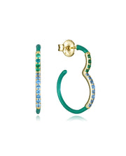 Sterling Silver Earrings With Gold Plating, Green