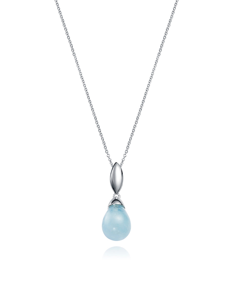 Sterling Silver Necklace With Aquamarine Lady Jewe