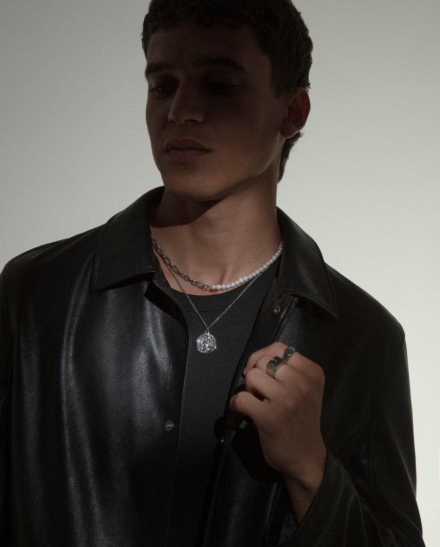 Collier Acier et Perles Nat Sr Fashion