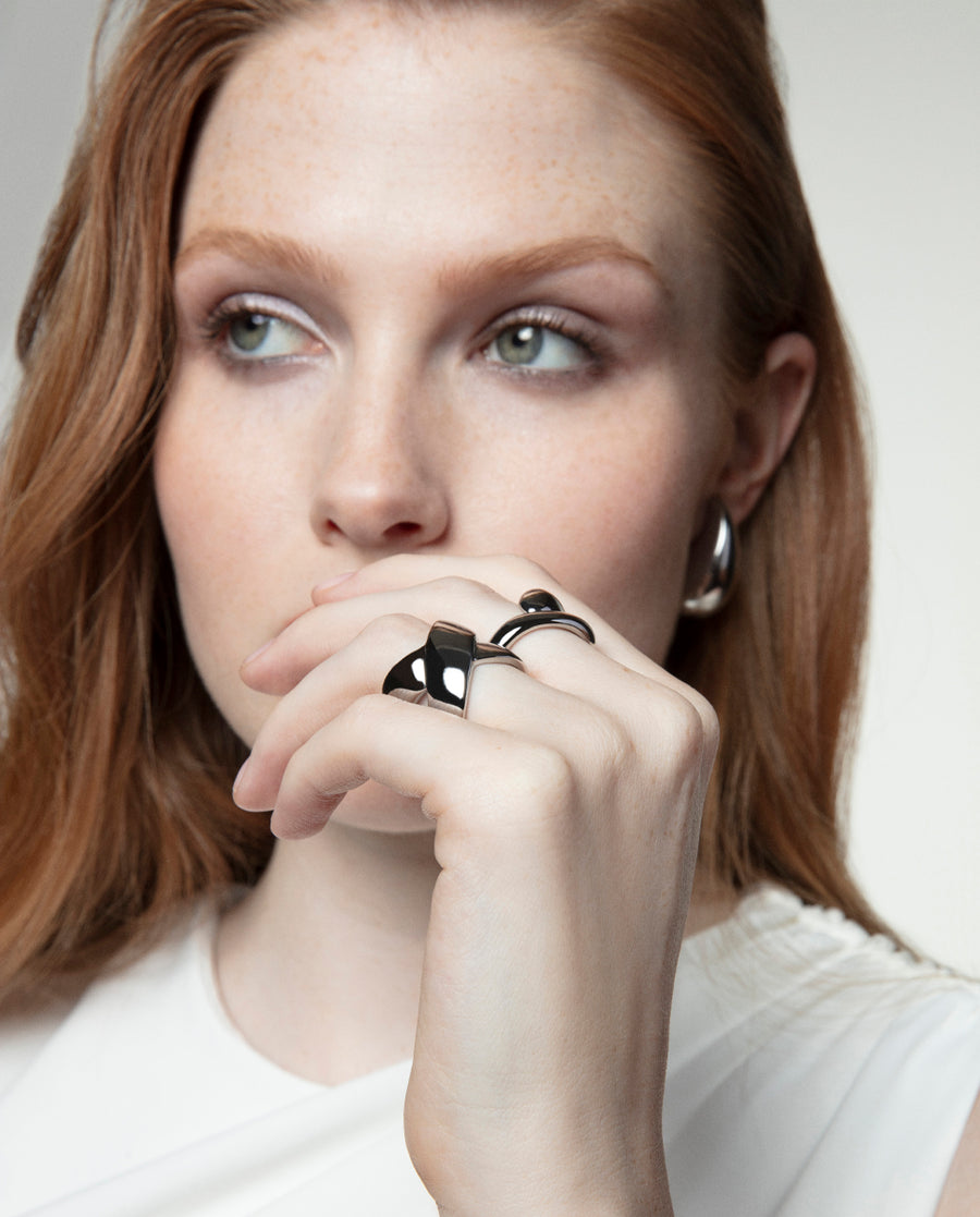 Anillo Acero Ondas Sra Fashion
