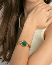 Reloj Acero Ip Dorado Brazalete Sra Va